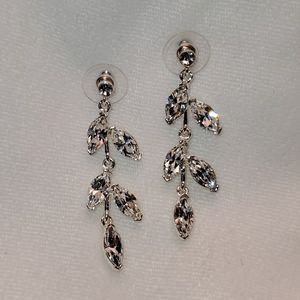 Leaf Drop rhinestone earrings